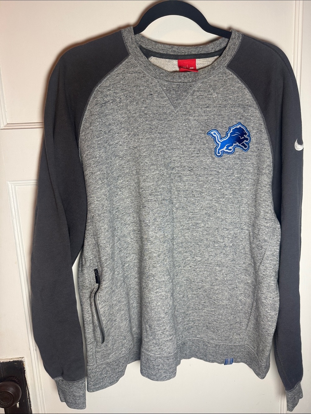 Nike Gray and Charcoal Detroit Lions Crewneck Sweatshirt